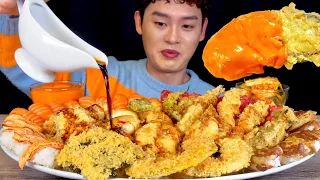 ASMR 바삭한 튀김이가득한 텐동🍤연어초밥 육회초밥 구운연어 우삼겹초밥 먹방~!! Fried Vegetables 🥗 Fried Seafood Sushi 🍣 MuKBang~!!