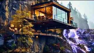 Cliff Cabin Jazz with your own Waterfall: Relaxing Jazz Music for Good Moods | Jazz Music Live