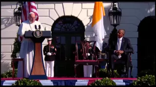 Pope Francis speaks at the White House