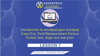 LESSON 7: Introduction to wordpad, open, Alien text and how to Print wordpad file