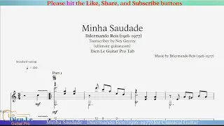 Minha Saudade - Dilermando Reis (1916-1977) for Classical Guitar with TABs