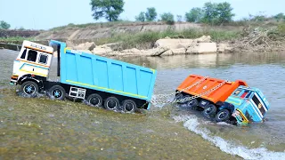 Tata Signa Tipper Accident Biggest River Pulling Out HMT 5911 Tractor ? Dumper Accident ? CS Toy