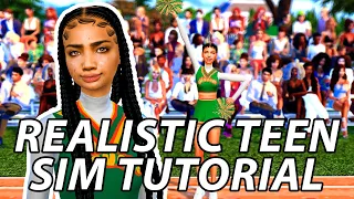 Sims 4 Realistic Teen Sim Tutorial 2 | Teen-A-Day CAS Challenge: Cheer Captain