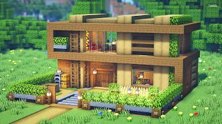⚒️ 마인크래프트 건축 : 럭셔리 나무 모던하우스 만들기