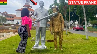 😂😂😂She Thought It Was A Statue! Hilarious Statue Prank. #cowboy_prank in Ghana.