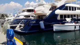 Super motor and sailing yachts of Piraeus harbour, Zea. Greece
