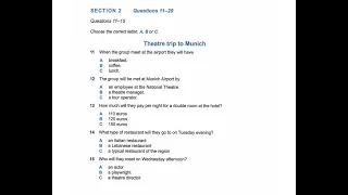 IELTS Listening Practice Section-2(Theatre trip to Munich) with answers