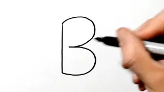 How to Draw a Bear after Writing Alphabet Letter B - LetterToons