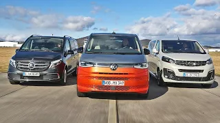 2024 Mercedes V-Class vs 2024 VW T7 Multivan vs 2024 Renault Trafic SpaceClass vs Peugeot Traveller