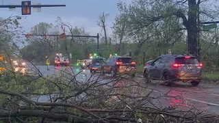 Damage from reported tornadoes in Portage, Michigan