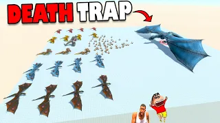 1000 YEAR DRAGON DEATH TRAP SHINCHAN vs CHOP & HAMID TEAM in Animal Revolt Battle Simulator Hindi |