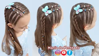 Penteado Infantil Lateral com Ligas para Cabelo Curto | Short Hair Elastics Hairstyle for Girls