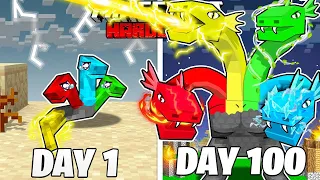 I Survived 100 Days as a ELEMENTAL HYDRA in Minecraft Hardcore World... (Hindi)