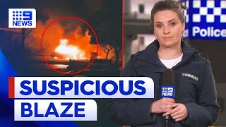 Fruit shop destroyed in 'suspicious' fire in Melbourne's north | 9 News Australia