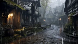 Medieval Ambience | Rain In a Fantasy Village - Fantasy Music for Relaxing, Sleeping, Studying, D&D