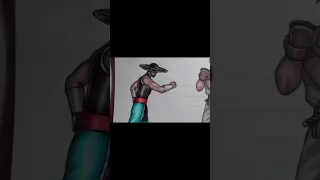 Animação Kung Lao vs Akuma flipbook  #shorts