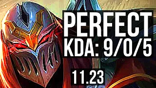 ZED vs JARVAN IV (JNG) | 9/0/5, Legendary, Rank 9 Zed | KR Challenger | 11.23