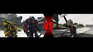 Terminator VS Optimus Prime & Bumblebee - Epic Battle (GTA 5)