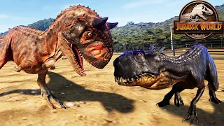 E750 SCORPIUS REX Vs TORO, BUMPY, INDORAPTOR, SPINO,INDOMINUS in Jurassic World Camp Cretaceous!