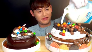 ASMR 우유폭포 떨어진 🍫 초코 오레오 케이크 먹방~!! Milk Falls With Chocolate Cake Oreo Cake MuKBang~!!