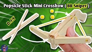 How to make a Mini Crossbow with Popsicle Sticks (BB Sniper)