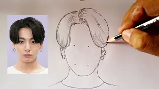 How to draw BTS Jungkook drawing 💜