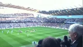 Man city fans singing Blue moon at kick of against manchester united - 2012 manchester derby