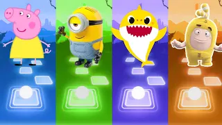 Peppa Pig 🆚 Minous 🆚 Baby Shark 🆚 Oddbods Bubbles. 🎶 Who Is Best 🎯😎 Tiles Hop EDM Rush