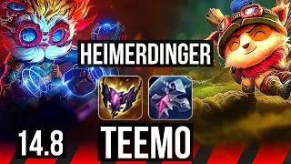 HEIMERDINGER vs TEEMO (TOP) | 8 solo kills, 17/2/5, Legendary | EUW Master | 14.8