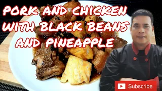 PORK AND CHICKEN WITH BLACK BEANS AND PINEAPPLE