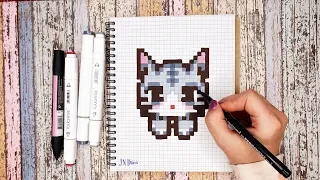 Рисуем Котёнка Рисунки По Клеточкам КАК НАРИСОВАТЬ PIXEL ART Kitty Cat