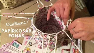 Papírkosár fonás újságpapírból (lépésrő-lépésre) - DIY ZERO WASTE BASKET