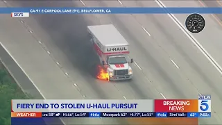 Driver laughs at end of fiery U-Haul pursuit in Bellflower