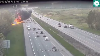 Fiery Explosion After Dump Truck Crashes Into Ohio DOT Vehicle