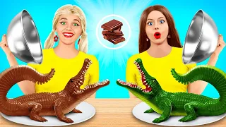 Real Food vs Chocolate Food Challenge | Funny Chocolate War by X-Challenge