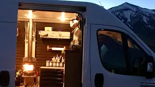 Van Life winter, cubic-mini wood stove