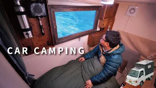 [Winter car camping] Snowy mountains at -2 ° C. Enjoy while trembling ｜ DIY light truck camper ｜ 87