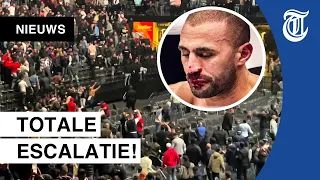 Bizarre beelden: chaos en vechtpartijen bij Glory-wedstrijd Badr Hari