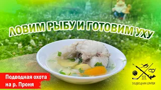 Ловим рыбу и готовим уху. Подводная охота в Рязанской области на р. Проня.