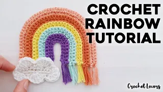 HOW TO CROCHET RAINBOW APPLIQUE | easy crochet rainbow patch step by step tutorial | CROCHET LOVERS