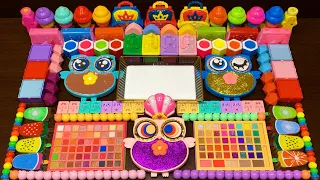 RAINBOW OWL SLIME ! Mixing Random into GLOSSY ! Satisfying Slime Videos #940