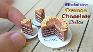 Miniature Polymer Clay Orange Chocolate Cake - Dollhouse Food