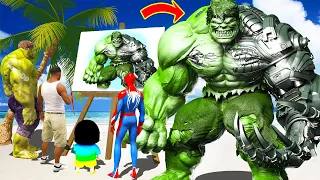 GTA 5 | GTA5 BUT WHATEVER DEMON ROBOT HULK SHINCHAN, FRANKLIN & IRON MAN DRAWS COMES TO REAL LIFE