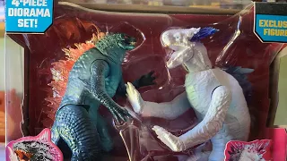 playmates Toys Godzilla x kong The new Empire Godzilla vs Shimo 4-piece Diorama Set Review