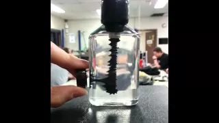 Ferrofluid (magnetic liquid) in a bottle looks like Venom from Spiderman