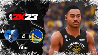 GRIZZLIES vs WARRIORS Christmas | REAL ANNOUNCERS (Mike Breen) NBA 2K23 Simulation Highlights