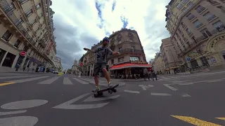 BUSTINBOARDS YOFACE HYBRID ELECTRIC SKATE  - MANUAL/WHEELING IN PARIS RUE DE RIVOLI