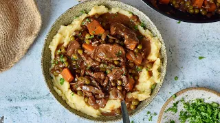 Vegan Mushroom Bourguignon Over Mashed Potatoes