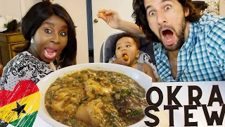 Baby Tries African Food for the First Time//Ghanaian Okra Stew & Banku