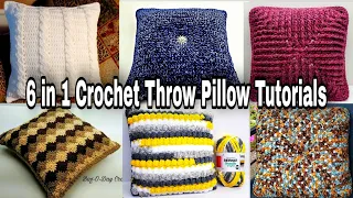 Crochet Throw Pillow | 6 in 1 Crochet Pillow Tutorials | Bag O Day Crochet